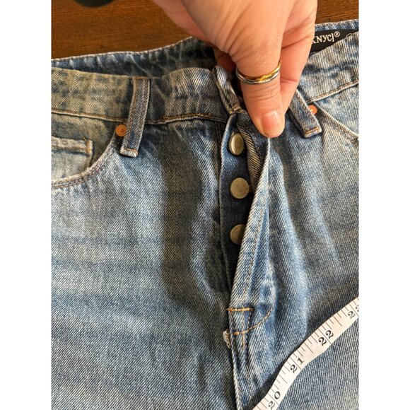 Blank NYC Baxter Ribcage Straight Leg Distressed Jeans Ripped Baggy Raw Hem Butt - Picture 7 of 16